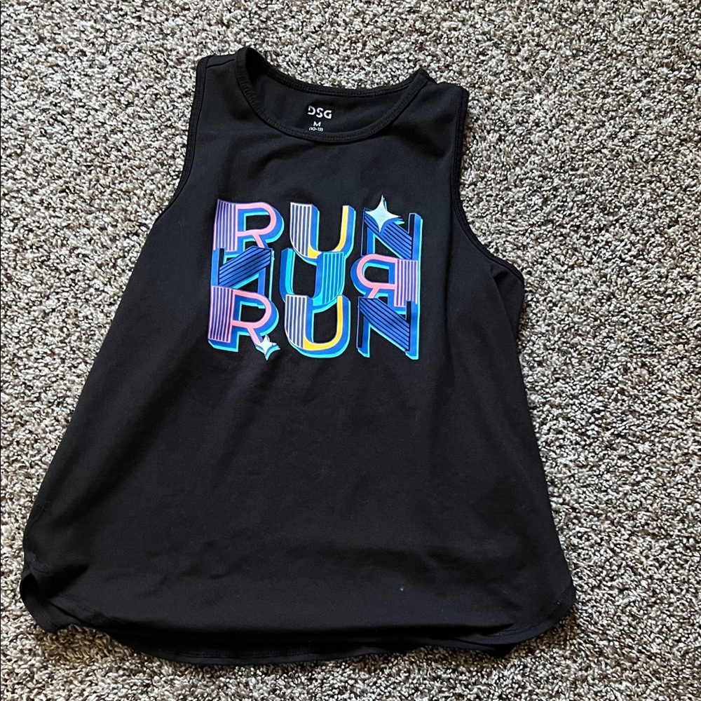 DSG Kids Black Tank Top with Colorful RUN Graphic